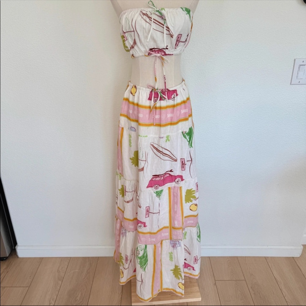 SABO Aviva Linen Cotton Scarf Calypso Print